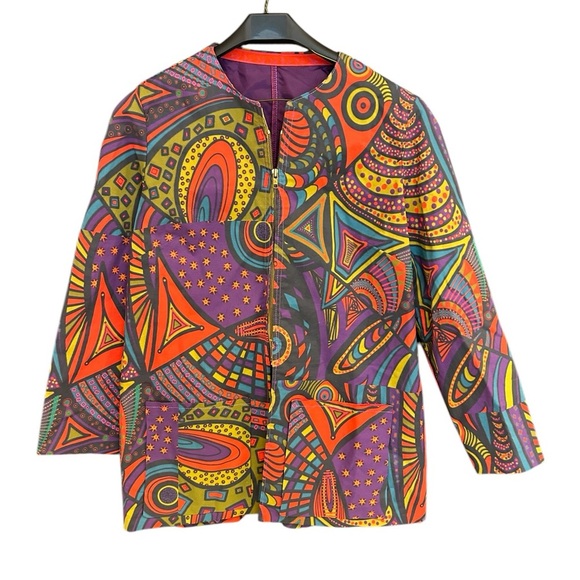 DIY (I think) crazy fun L galactic cotton jacket in EUC no filters.BRIGHT!! FUN! - Picture 2 of 16